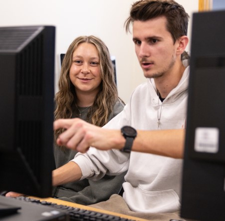 Students working on a project together