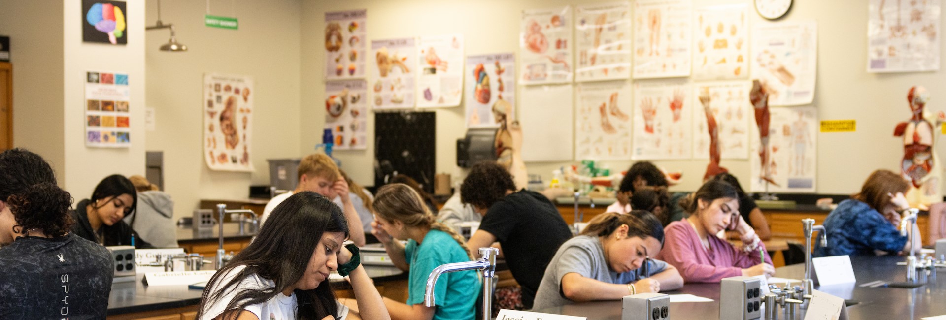 Students in a physical science classroom