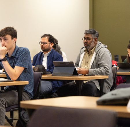 A classroom learning about data analytics