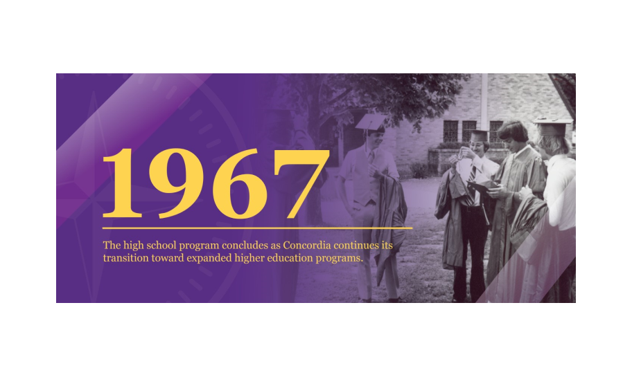 1967 | The high school program concludes as Concordia continues its transition toward expanded higher education programs.