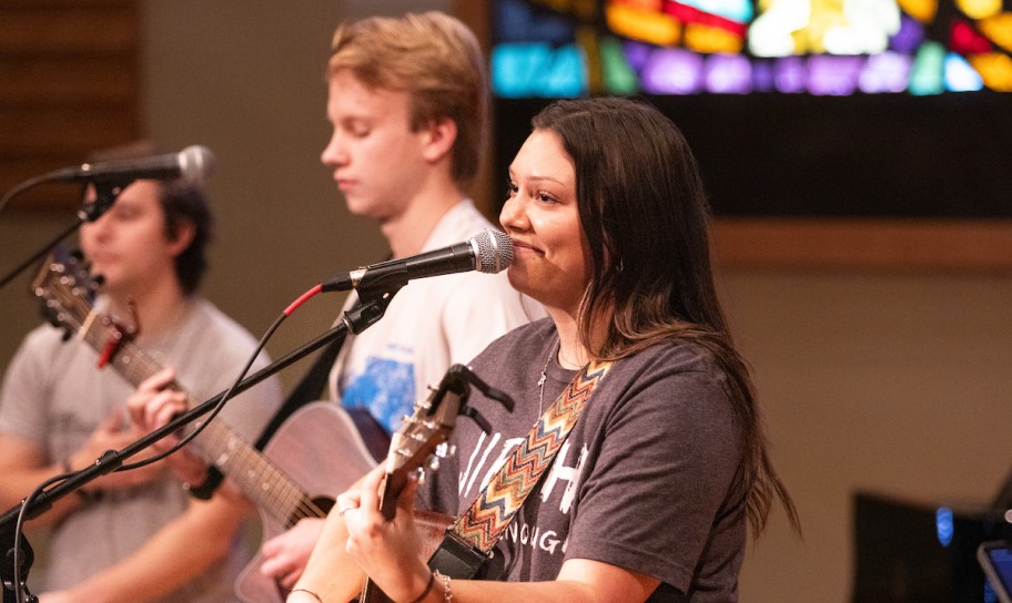 Students playing instruments in Chapel