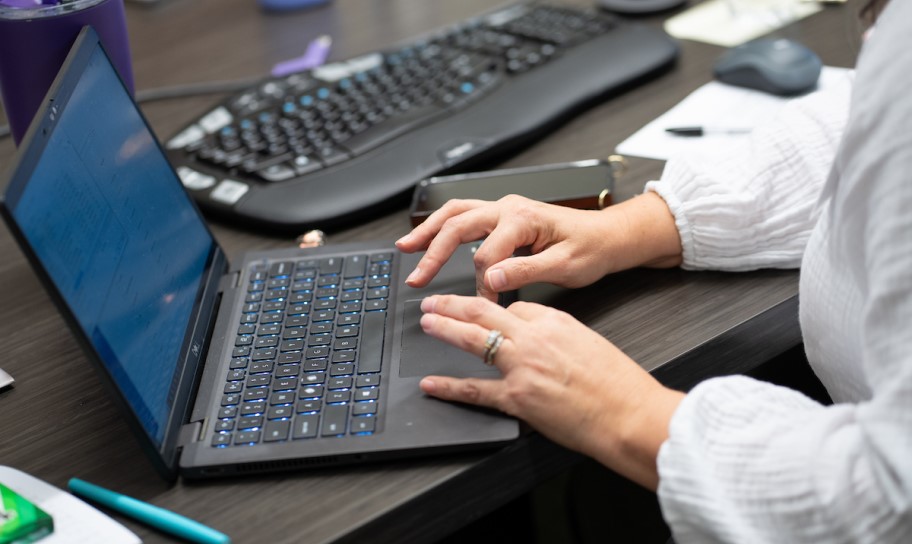 A student working on an online course