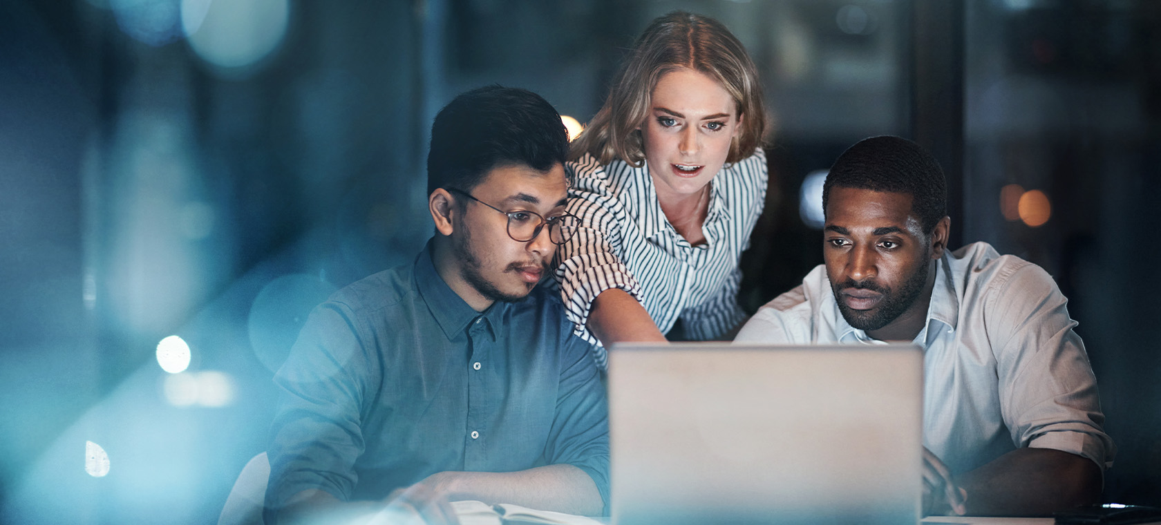 A student working on a professional project with others