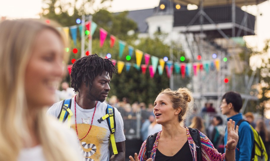 A group of people enjoying a festival