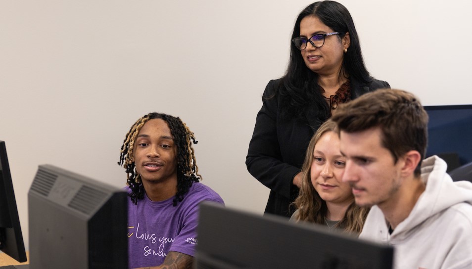 Student on a computer