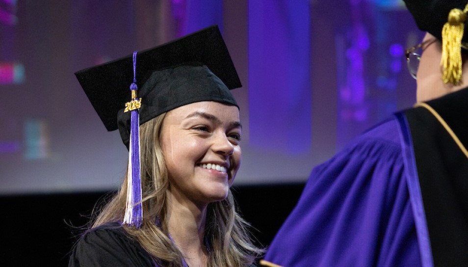 Student-athlete wearing a graduation cap