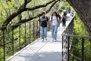 Students enjoying a stroll on campus